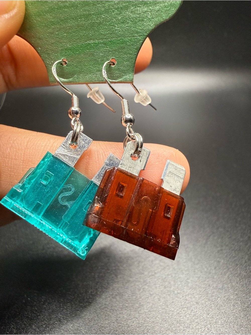 Vintage electric fuse earrings.
Fishhook style. Handmade.